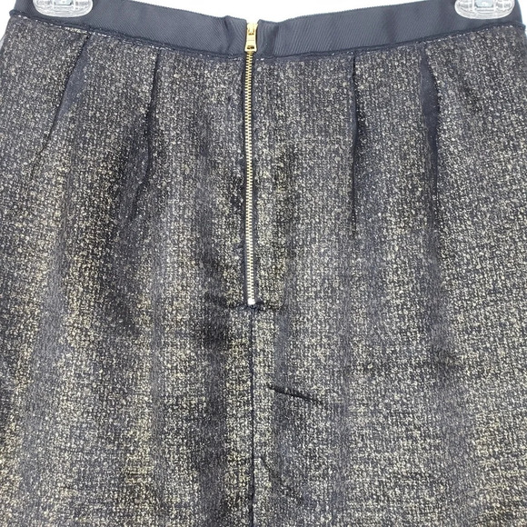 Loft Metallic Gold Black Mesh Overlay Skirt - Picture 4 of 6
